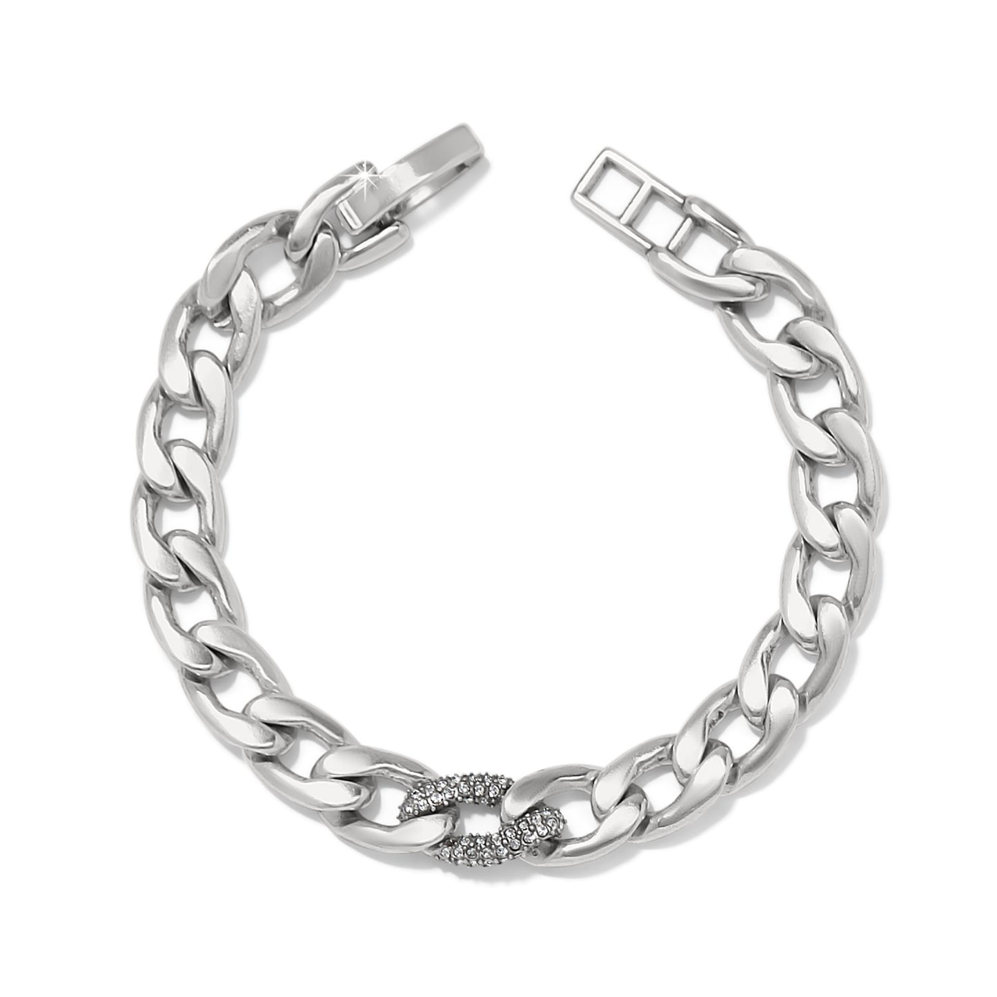 Womens Brighton Cleo Pave Link Bracelet in Silver