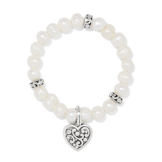 Womens Brighton Contempo Heart Pearl Stretch Bracelet