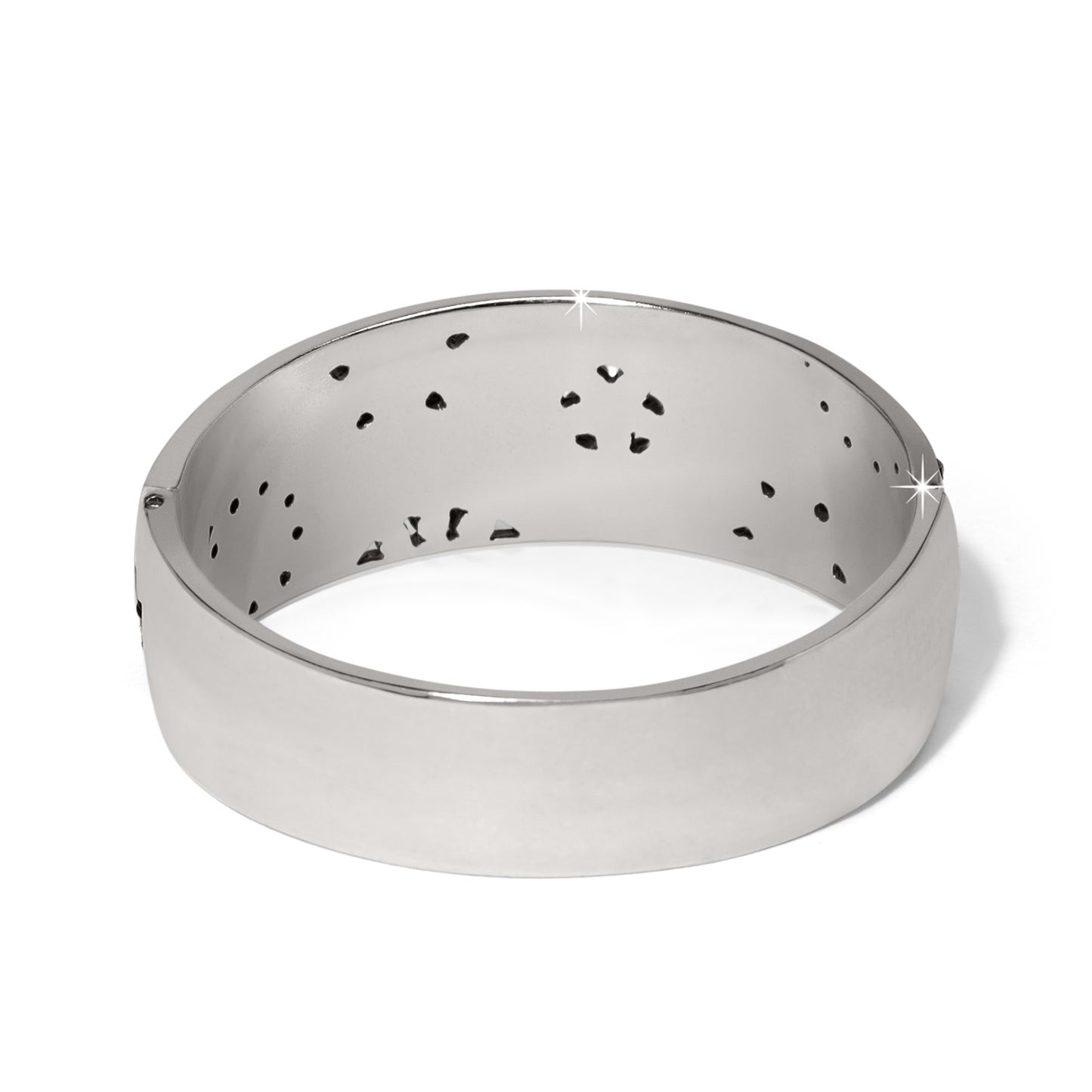 Womens Brighton Flora Wide Hinged Bangle Bracelet in Silver