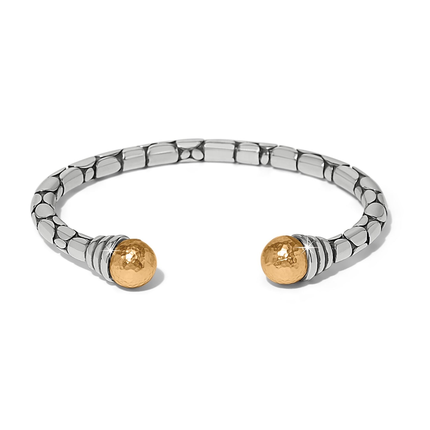 Womens Brighton Pebble Link Two Tone Open Flex Cuff Bracelet