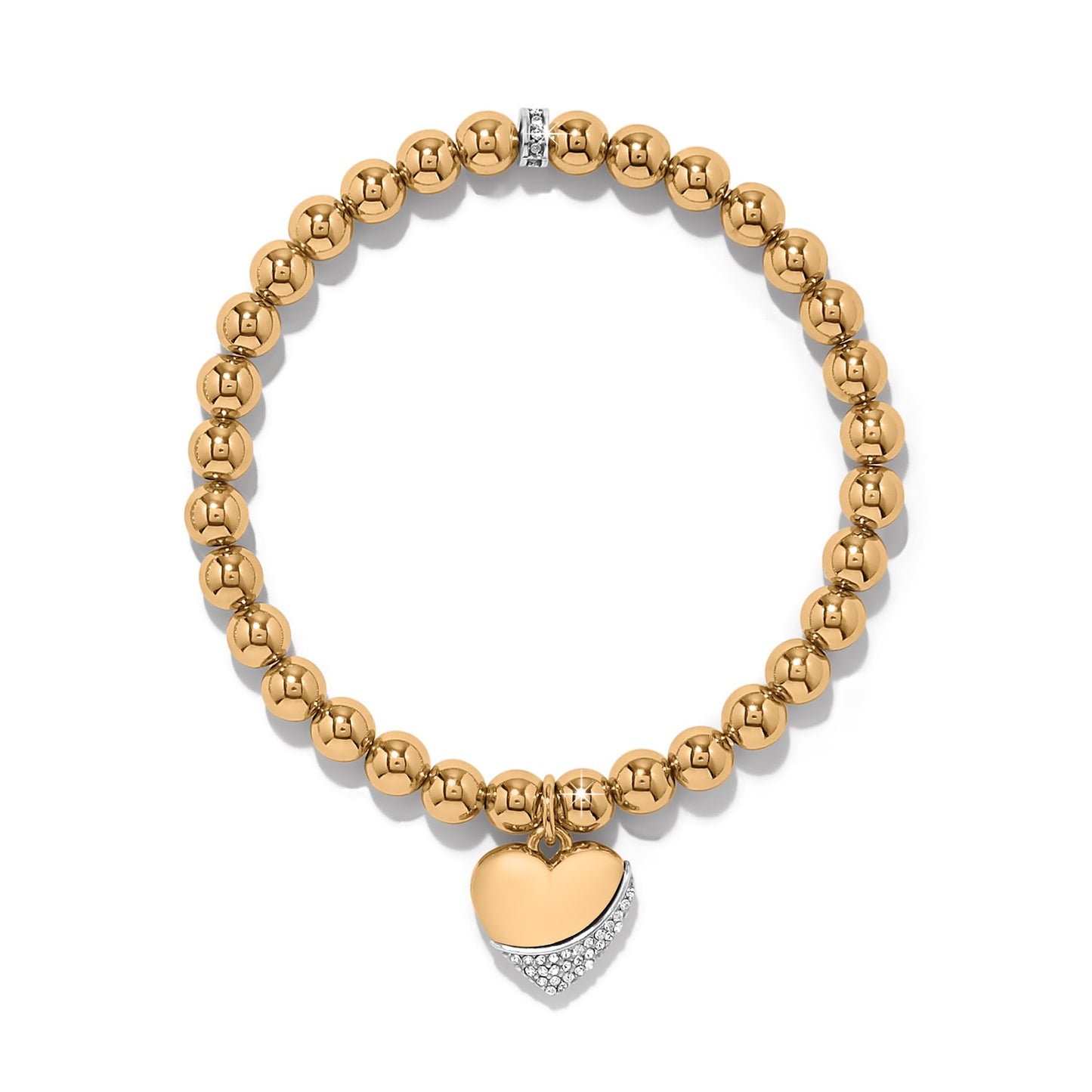 Womens Brighton Meridian Petite Wave Heart Stretch Bracelet in Gold