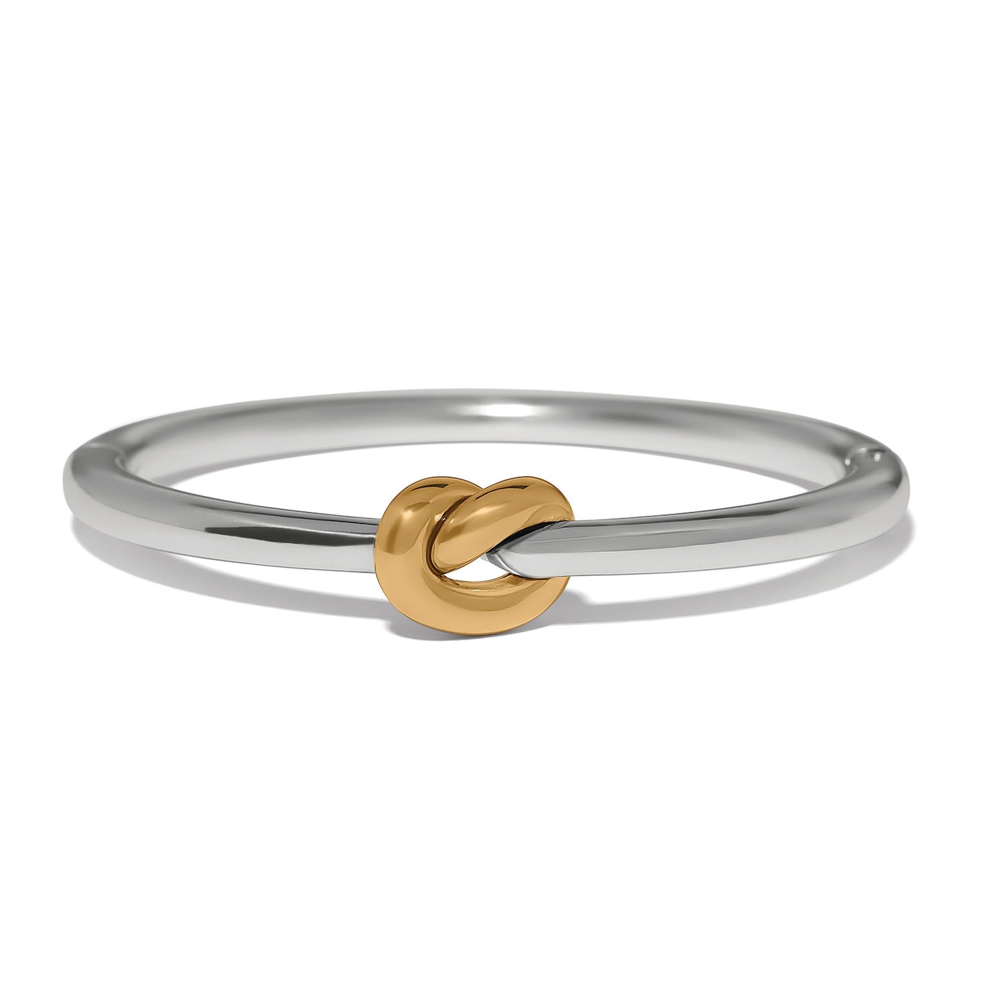 Womens Brighton Two-Tone Interlok Single Knot Hinged Bangle