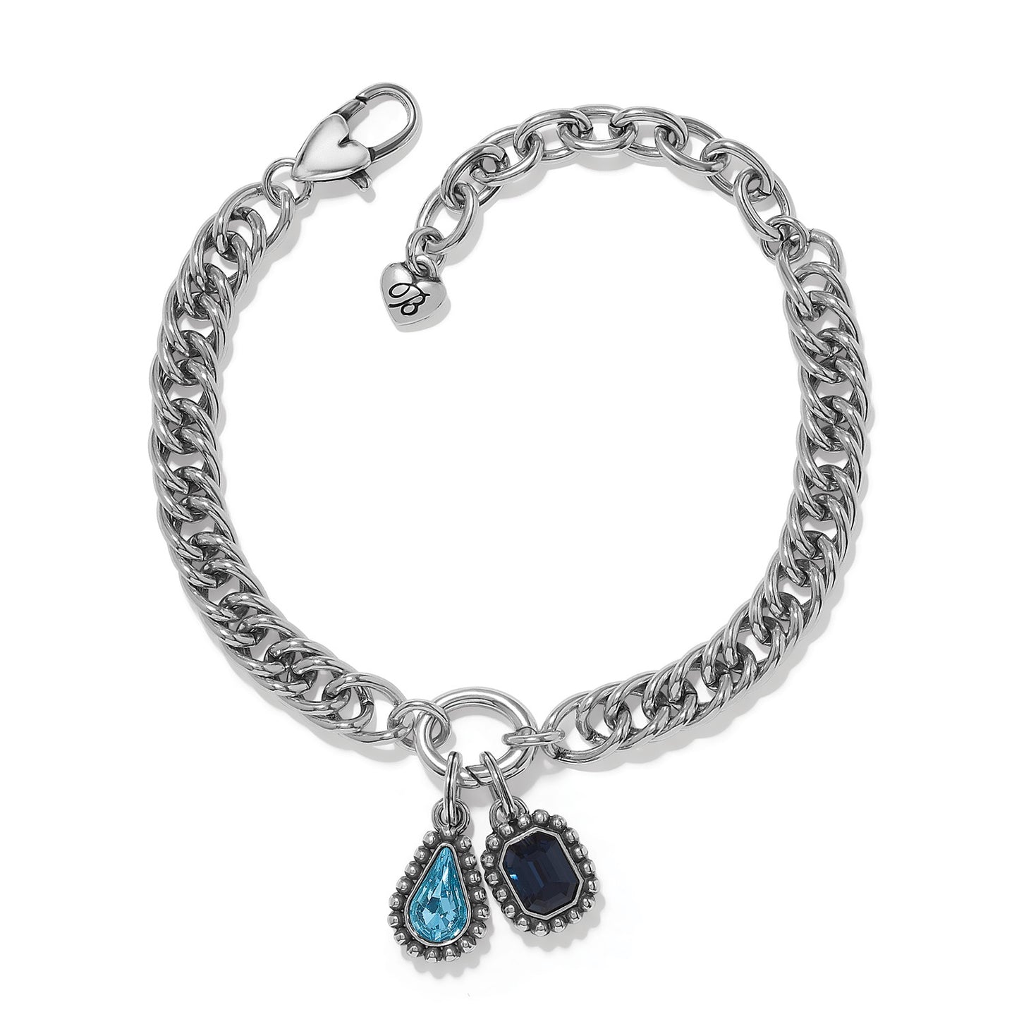 Womens Brighton Twinkle Luxe Charm Link Bracelet in Silver/Blue