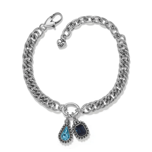 Womens Brighton Twinkle Luxe Charm Link Bracelet in Silver/Blue
