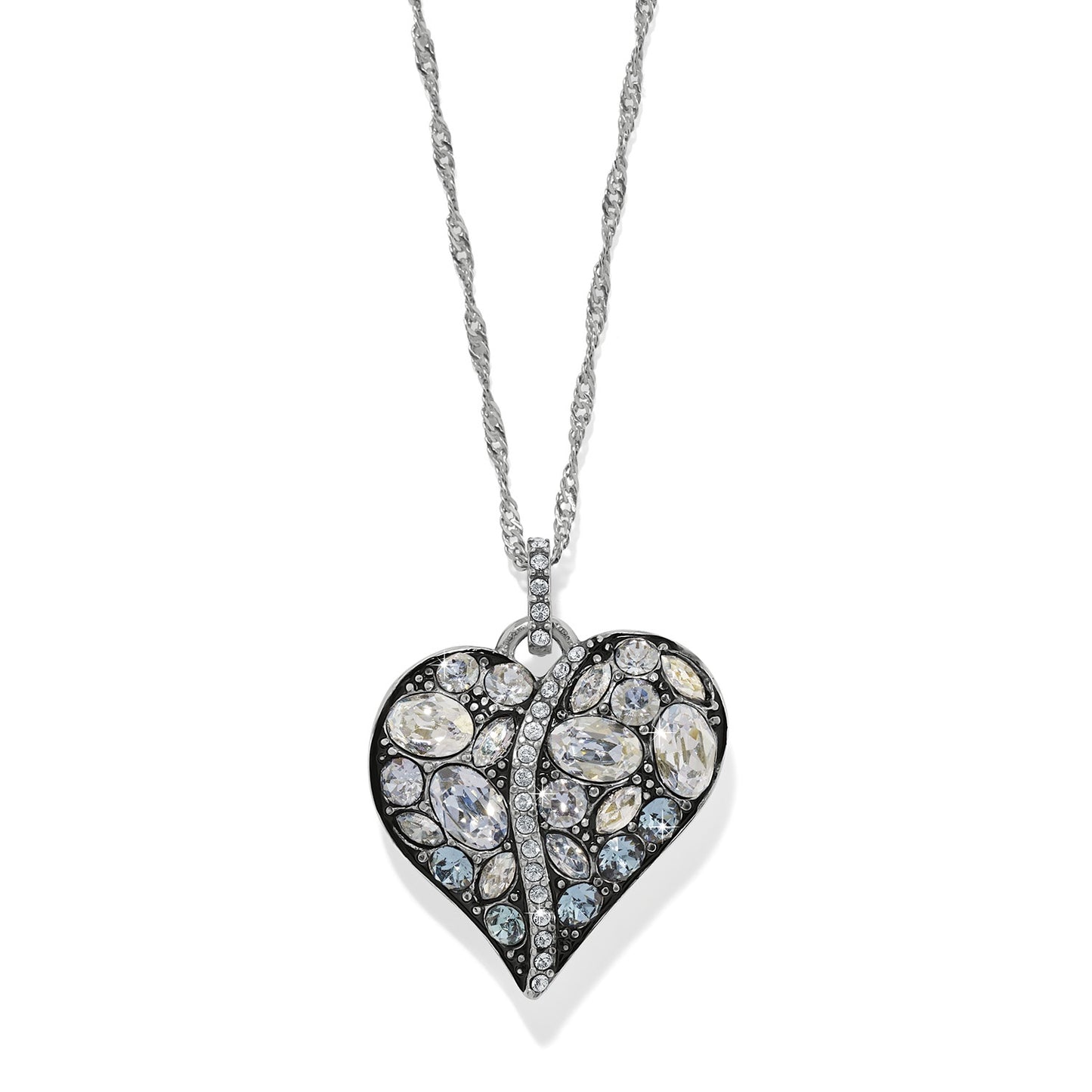 Womens Brighton Trust Your Journey Heart Necklace in Silver-Sky