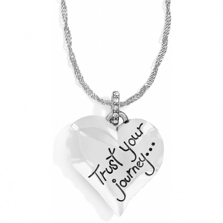 Womens Brighton Trust Your Journey Heart Necklace in Silver-Sky