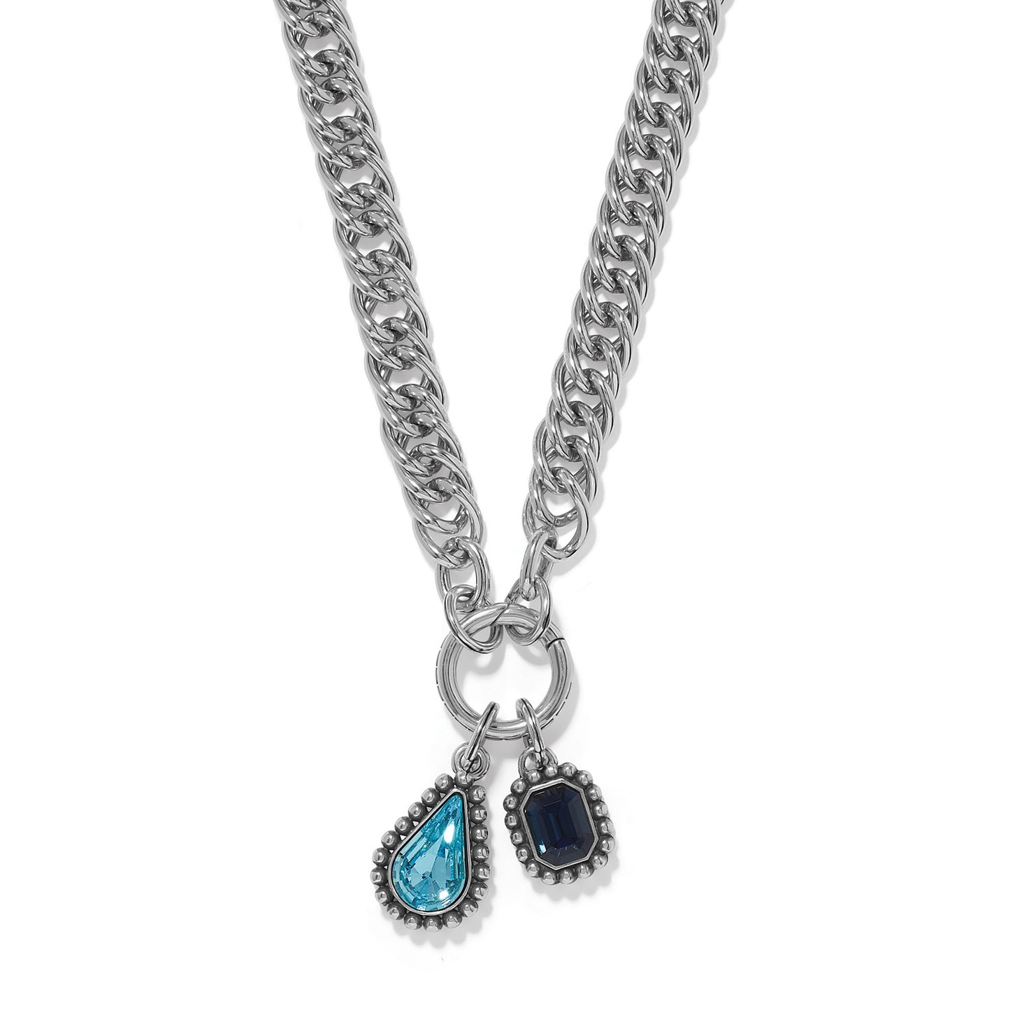 Womens Brighton Twinkle Luxe Charm Link Necklace in Silver/Blue