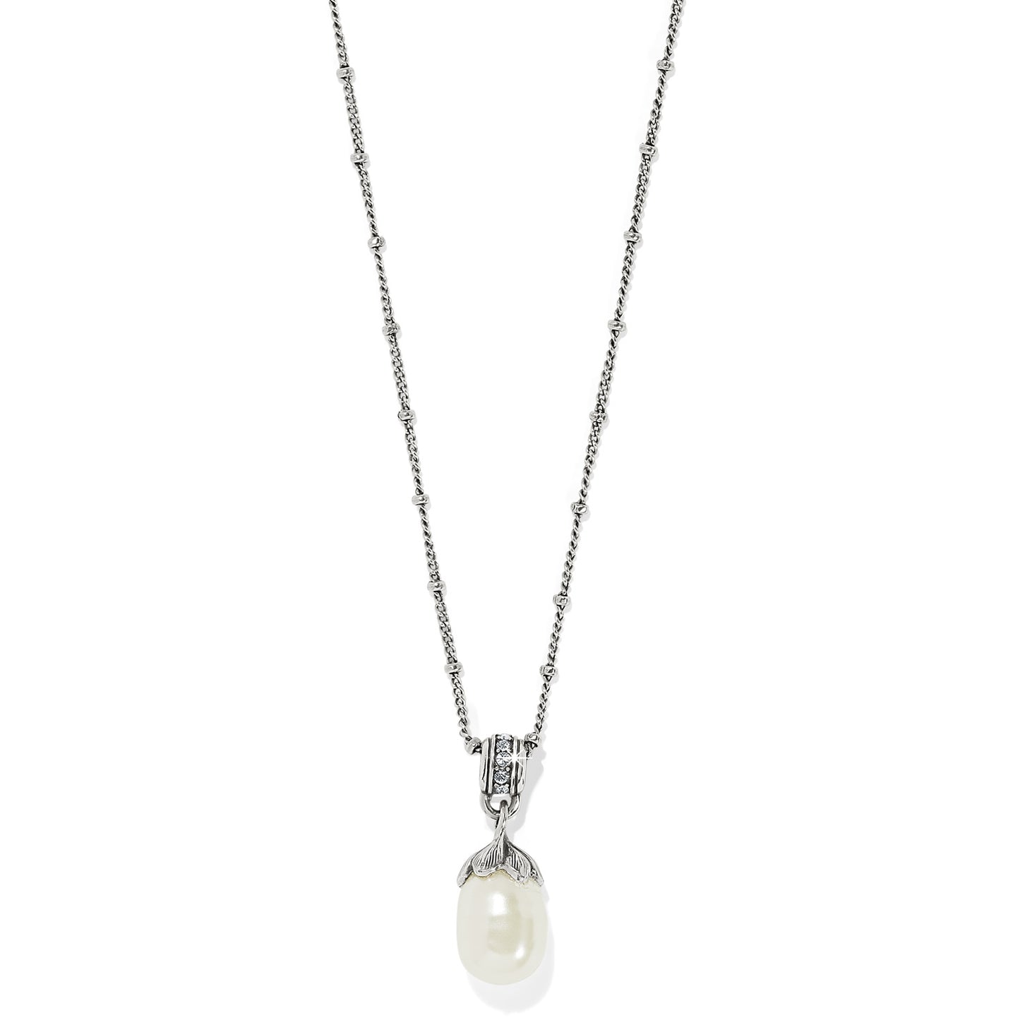 Womens Brighton Everbloom Pearl Drop Necklace in Silver