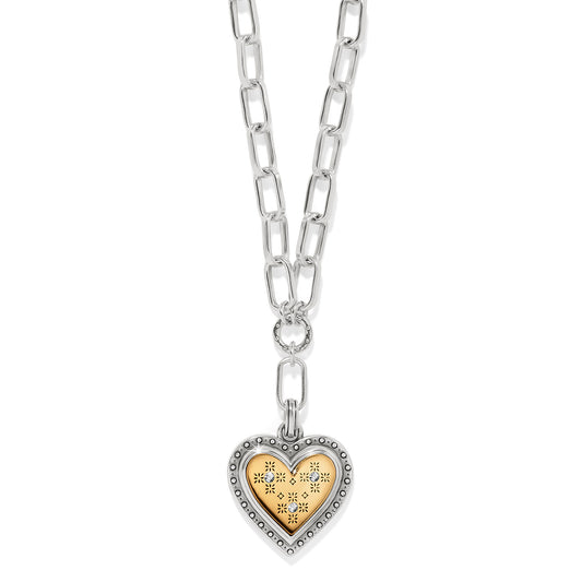 Womens Brighton Mosaic Heart Two Tone Necklace