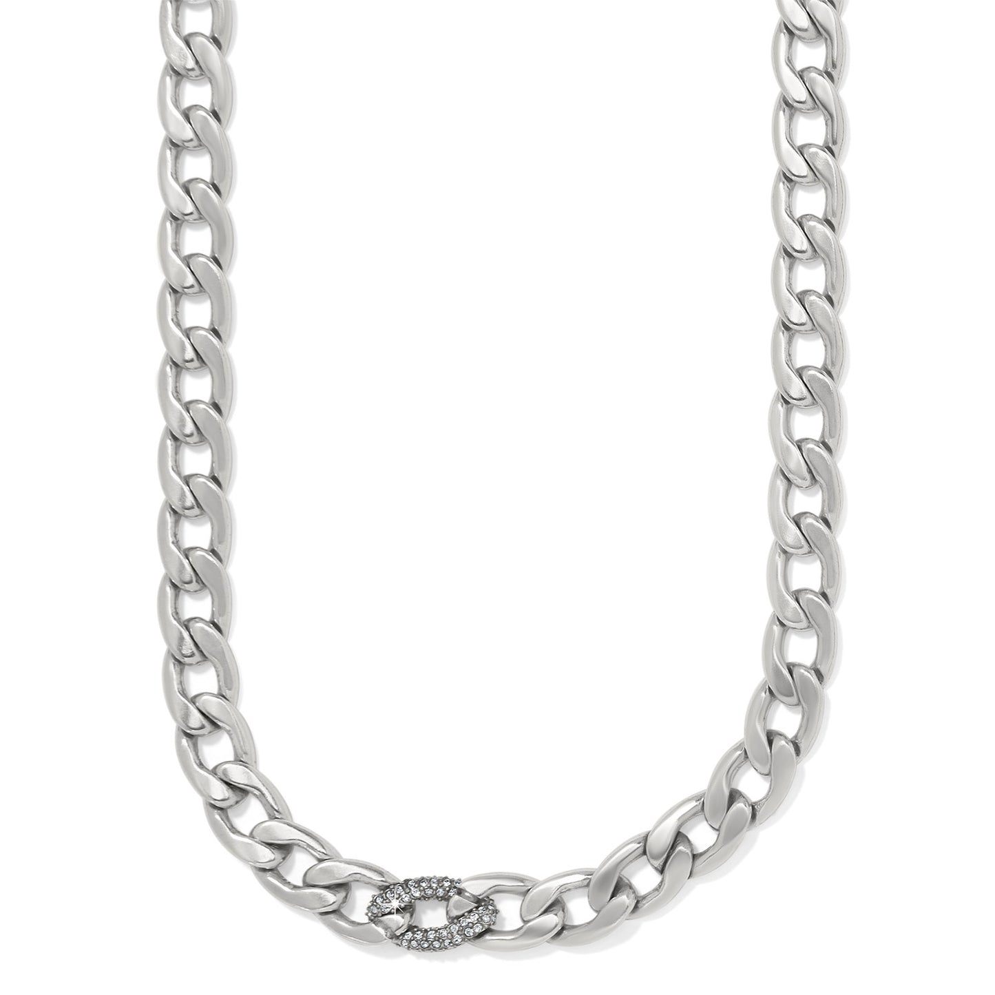 Womens Brighton Cleo Pave Link Necklace in Silver