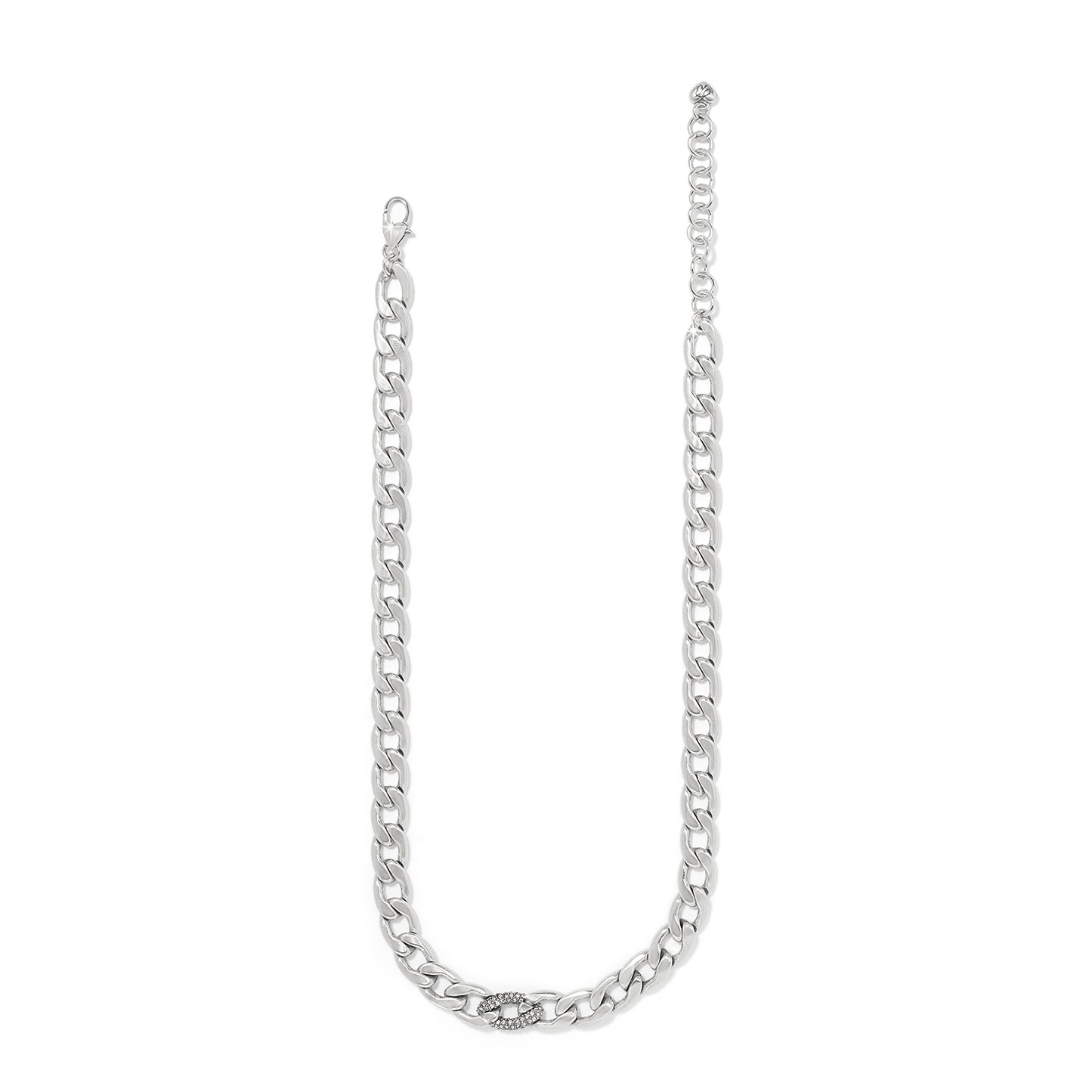 Womens Brighton Cleo Pave Link Necklace in Silver