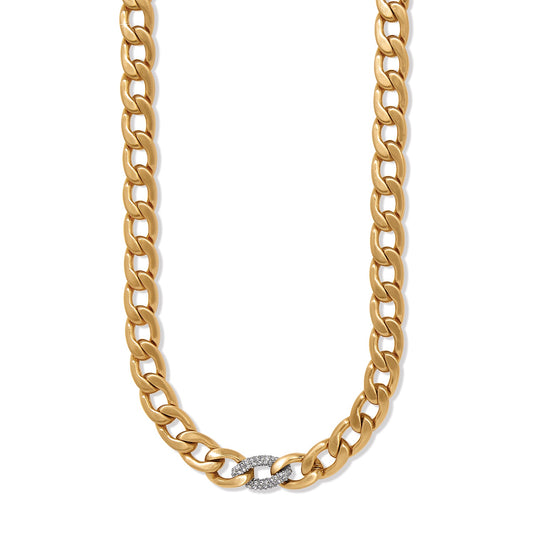 Womens Brighton Cleo Pave Link Necklace in Gold