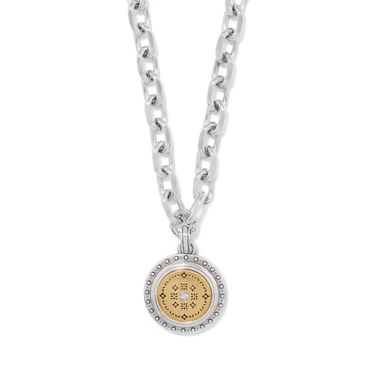 Womens Brighton Mosaic Round Two Tone Pendant Necklace