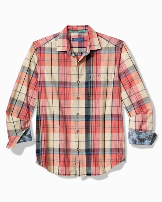 Tommy Bahama Sunwash Check Long Sleeve Sportshirt in Radish