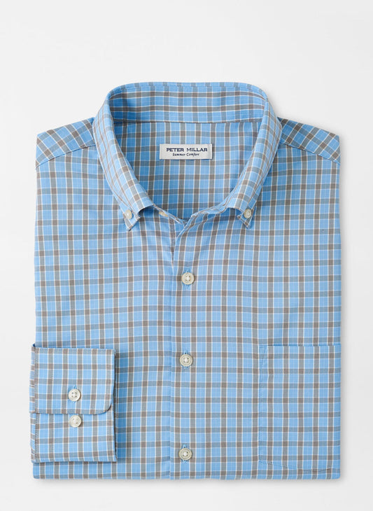 Peter Millar Rivers Performance Twill Sport Shirt in Cottage Blue