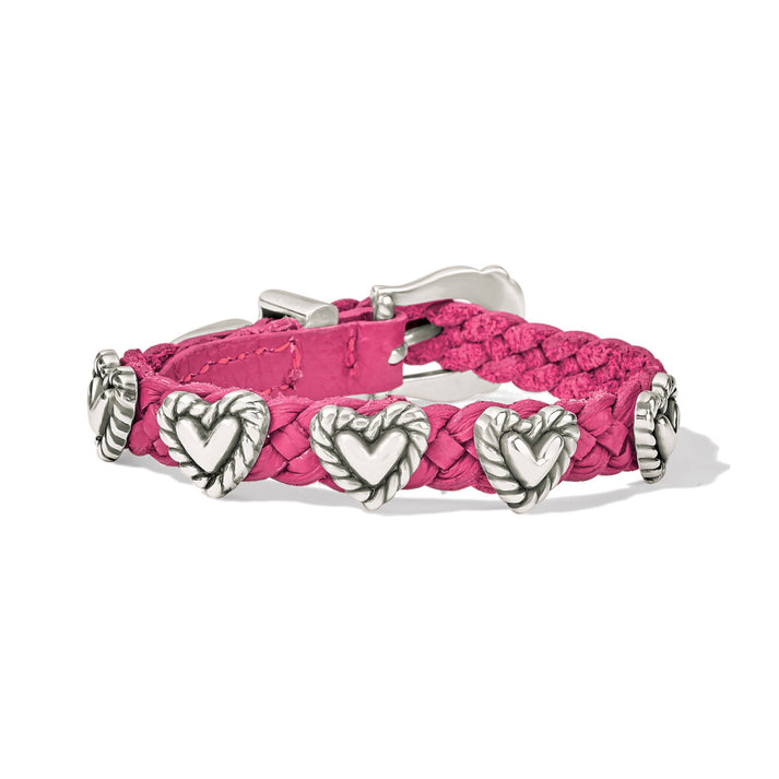 Womens Brighton Roped Heart Braid Bandit Bracelet in Pink