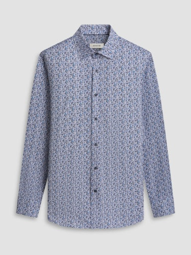 Bugatchi James Drink Pattern OoohCotton Sport Shirt in Cobalt