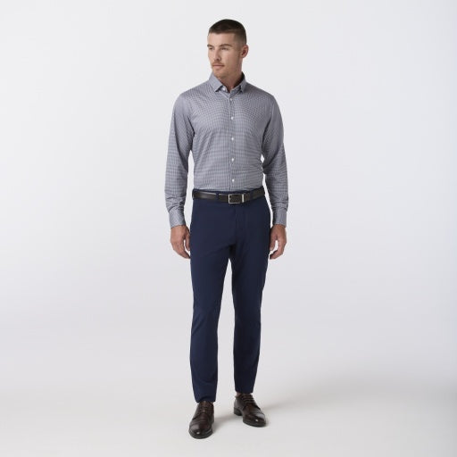 Mizzen + Main Halyard Trim Fit Sportshirt in Dark Slate Peter Gingham