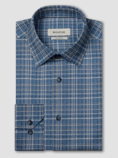 Bugatchi James Plaid OoohCotton Sport Shirt in Indigo