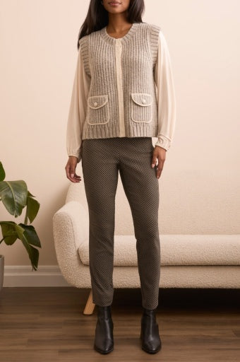 Womens Tribal Sleeveless Knit Vest in Sandstone