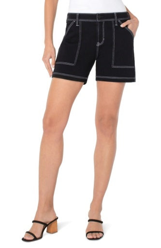 Womens Liverpool Utility Short with Contrast Stitch in City Black