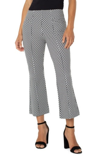 Womens Liverpool Stella Kick Flare Pant in Black/White Batik Print