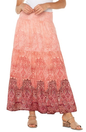 Womens Liverpool Woven Maxi Skirt in Mauve Ombre Paisley