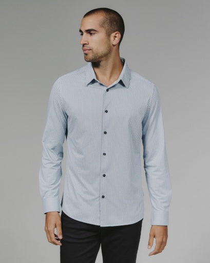 7 Diamonds Mens Dante Long Sleeve Sport Shirt in Light Blue
