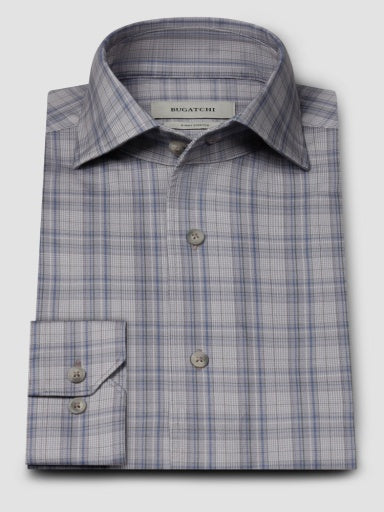 Bugatchi Devon Plaid OoohCotton Sport Shirt in Cement