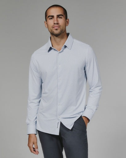 7 Diamonds Mens Pesaro Long Sleeve Sportshirt in Light Blue