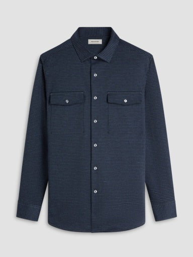 Bugatchi Houndstooth Knit Shirt in Navy
