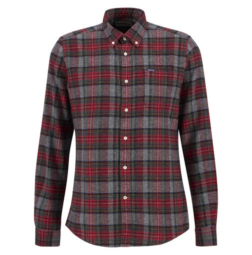 Barbour Mens Ashroad Tailored Fit Long Sleeve Sportshirt in Red
