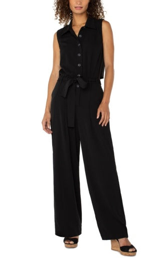 Womens Liverpool Sleeveless Jumpsuit in Black