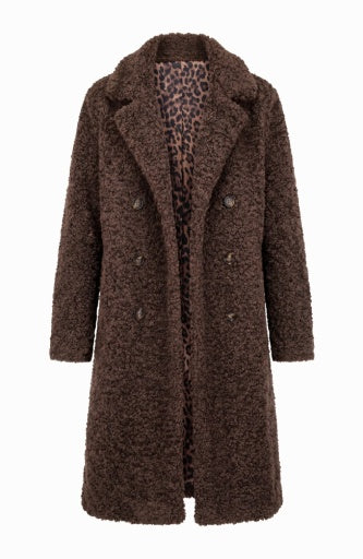 Womens Liverpool Double Breasted Coat in Teddy Brown