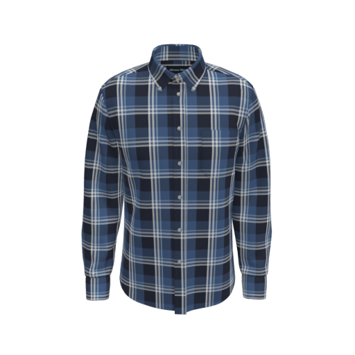 Mizzen + Main City Trim Fit City Flannel Shirt in Denim Blue William Plaid