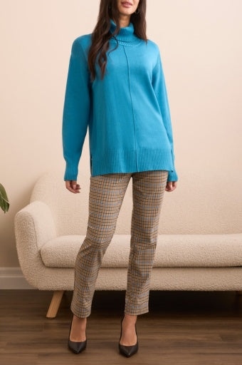 Womens Tribal Drop Shoulder Turtleneck Sweater in Celestial