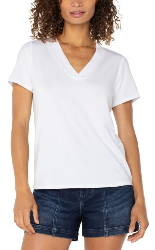 Womens Liverpool Short Sleeve Knit Tee in White