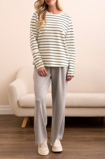 Womens Tribal Crew Neck Top in Moonstone