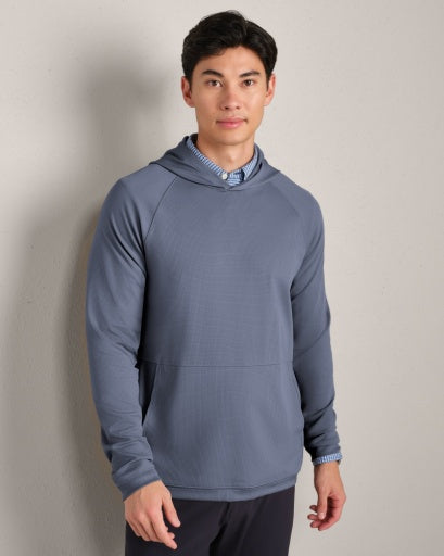 Rhone Mens Waffle Tech Hoodie in Shale Blue