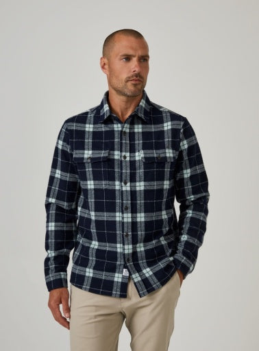 7 Diamonds Mens Generation Plaid Soft Knit Sportshirt in Navy