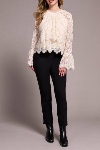 Womens Tribal Long Sleeve Blouse with Lined Body in Moonstone