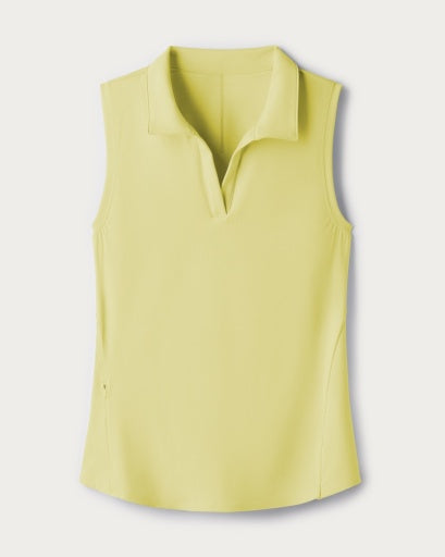 Womens Rhone Stance Rib Sleeveless Polo in Green Haze