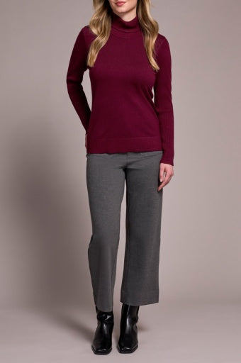 Womens Tribal Lightweight Turtleneck Sweater in Wine