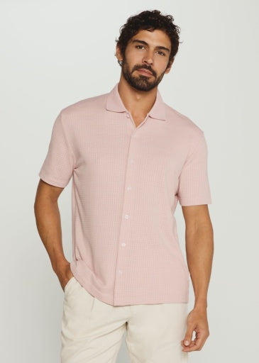 7 Diamonds Mens Landry Short Sleeve Sportshirt in Quartz