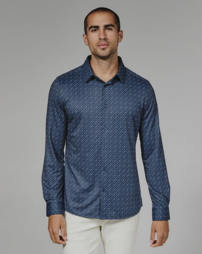 7 Diamonds Liam Long Sleeve Sportshirt in Indigo