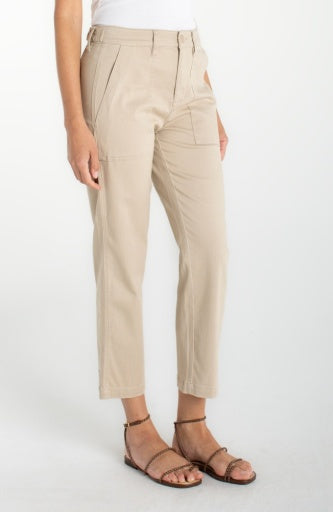Womens Liverpool Straight Leg Utililty Crop Pant in Safari Sand