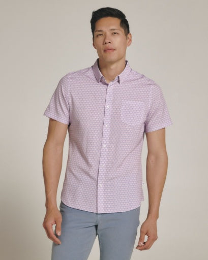 7 Diamonds Mens Layne Seersucker Short Sleeve Sportshirt in Dusty Rose