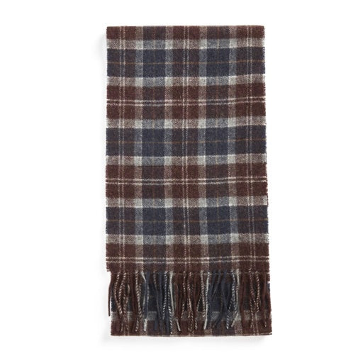 Barbour Mens Lambswool Scarf in Midnight Oak Tartan