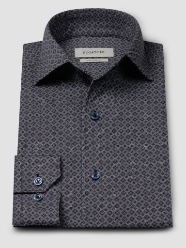 Bugatchi Devon Diamond OoohCotton Sport Shirt in Navy