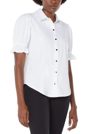 Womens Liverpool Snap Front Knit Shirt in White